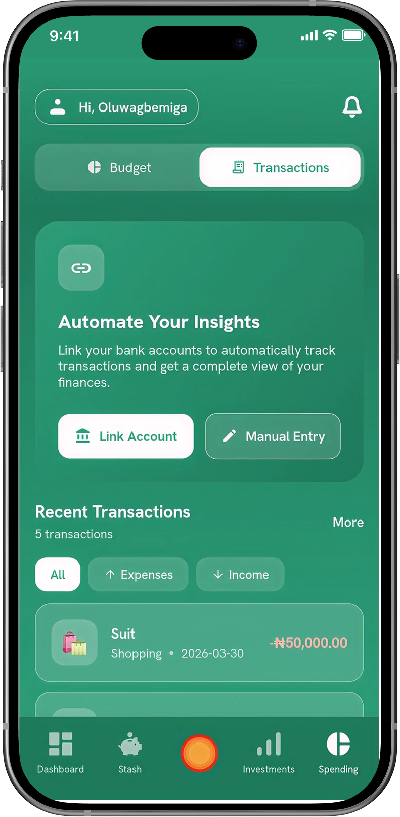 Open the Spending Feature